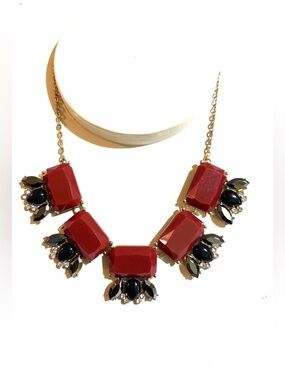 Fashion Jewelry Red and Black Statement Necklace